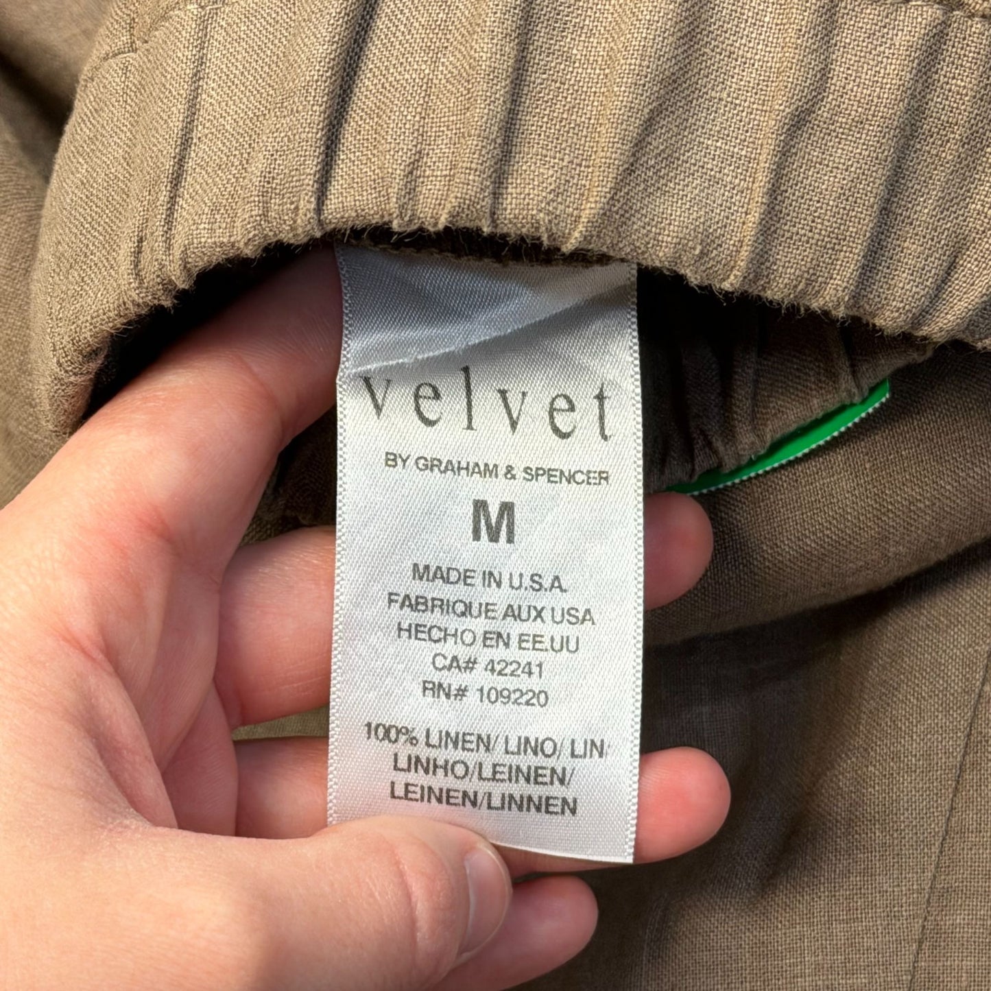 Velvet By Graham & Spencer Brown Linen Wide-Leg Elastic Waist Pants Size M