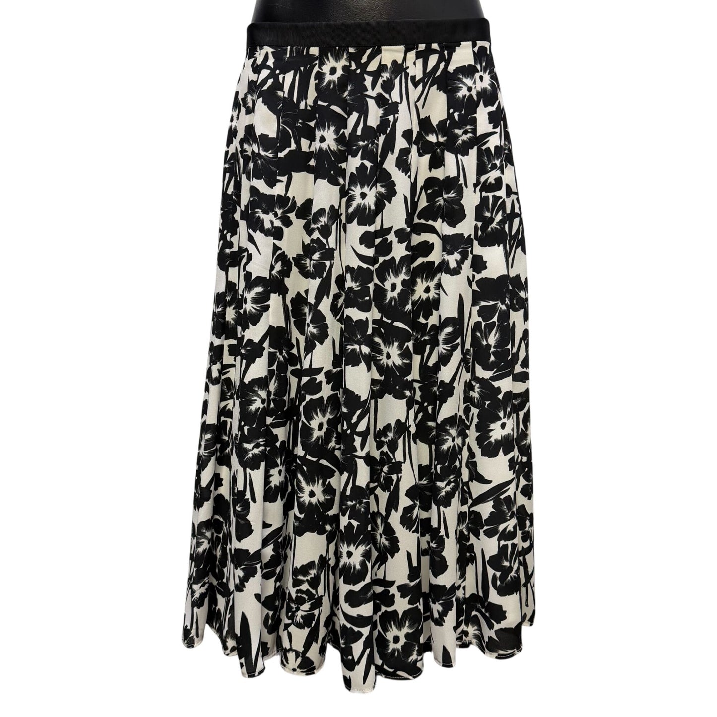 Karl Lagerfeld Black & White Floral Print Midi Skirt Size 8