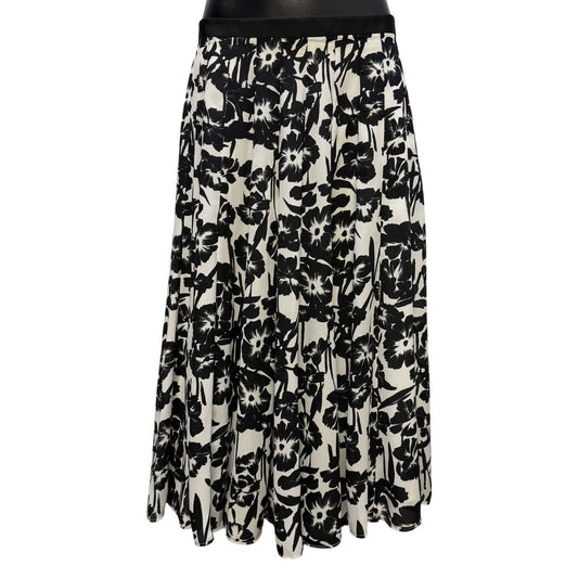 Karl Lagerfeld Black & White Floral Print Midi Skirt Size 8