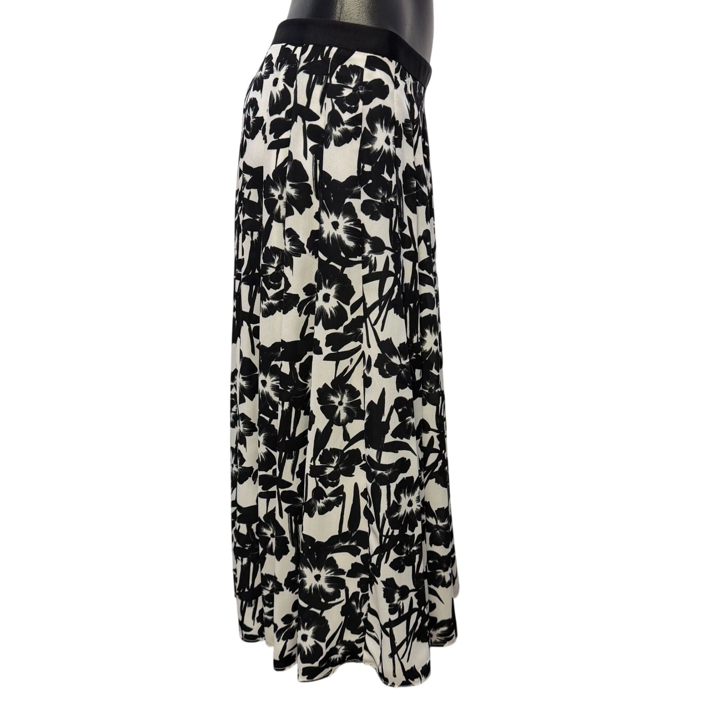 Karl Lagerfeld Black & White Floral Print Midi Skirt Size 8