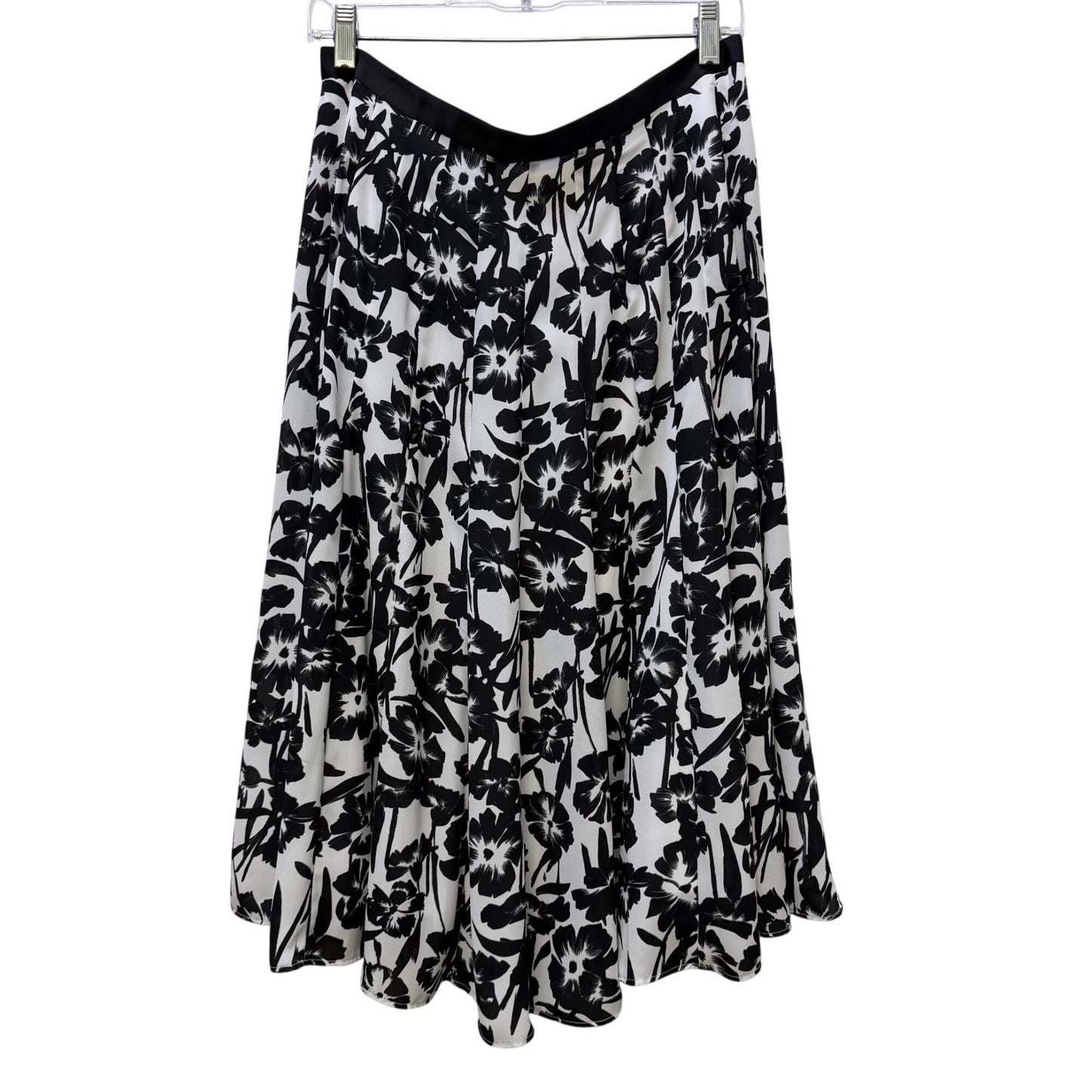 Karl Lagerfeld Black & White Floral Print Midi Skirt Size 8