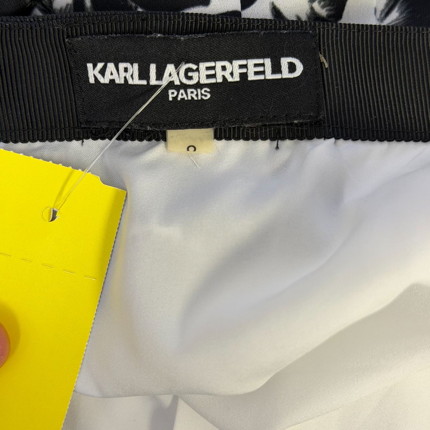 Karl Lagerfeld Black & White Floral Print Midi Skirt Size 8