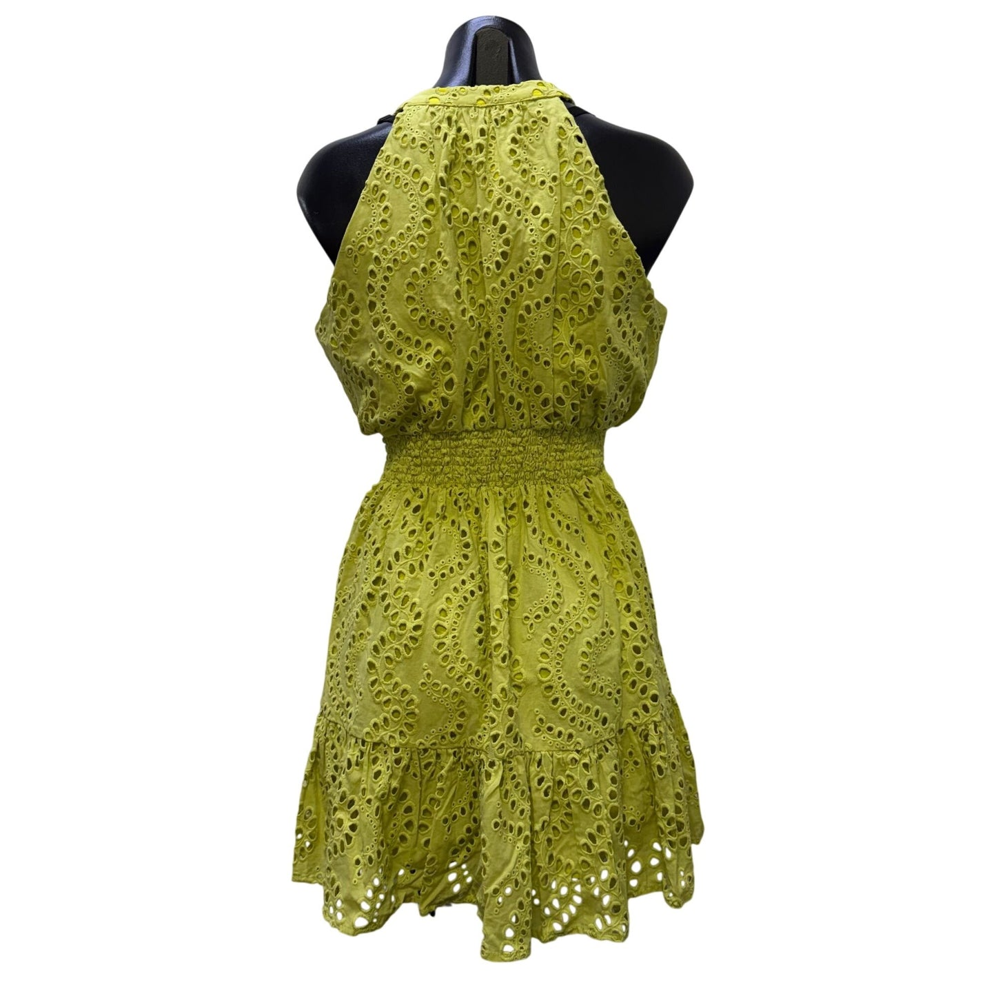 NWT Central Park West Lime Eyelet Halter Dress With Tie Waist M