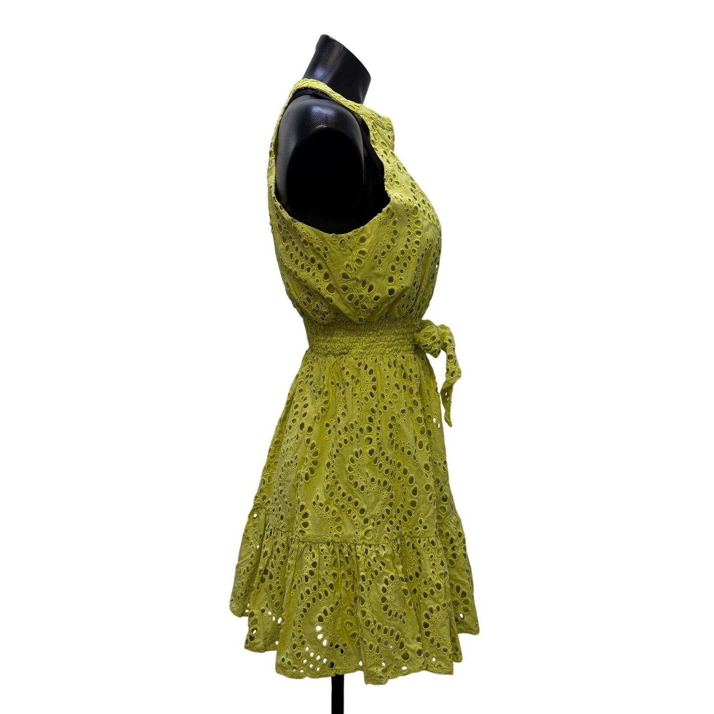 NWT Central Park West Lime Eyelet Halter Dress With Tie Waist M