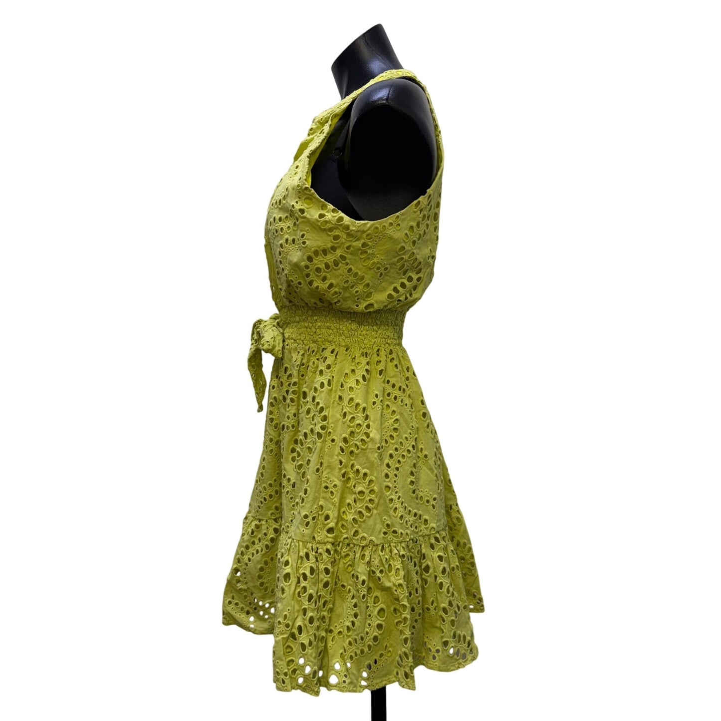 NWT Central Park West Lime Eyelet Halter Dress With Tie Waist M