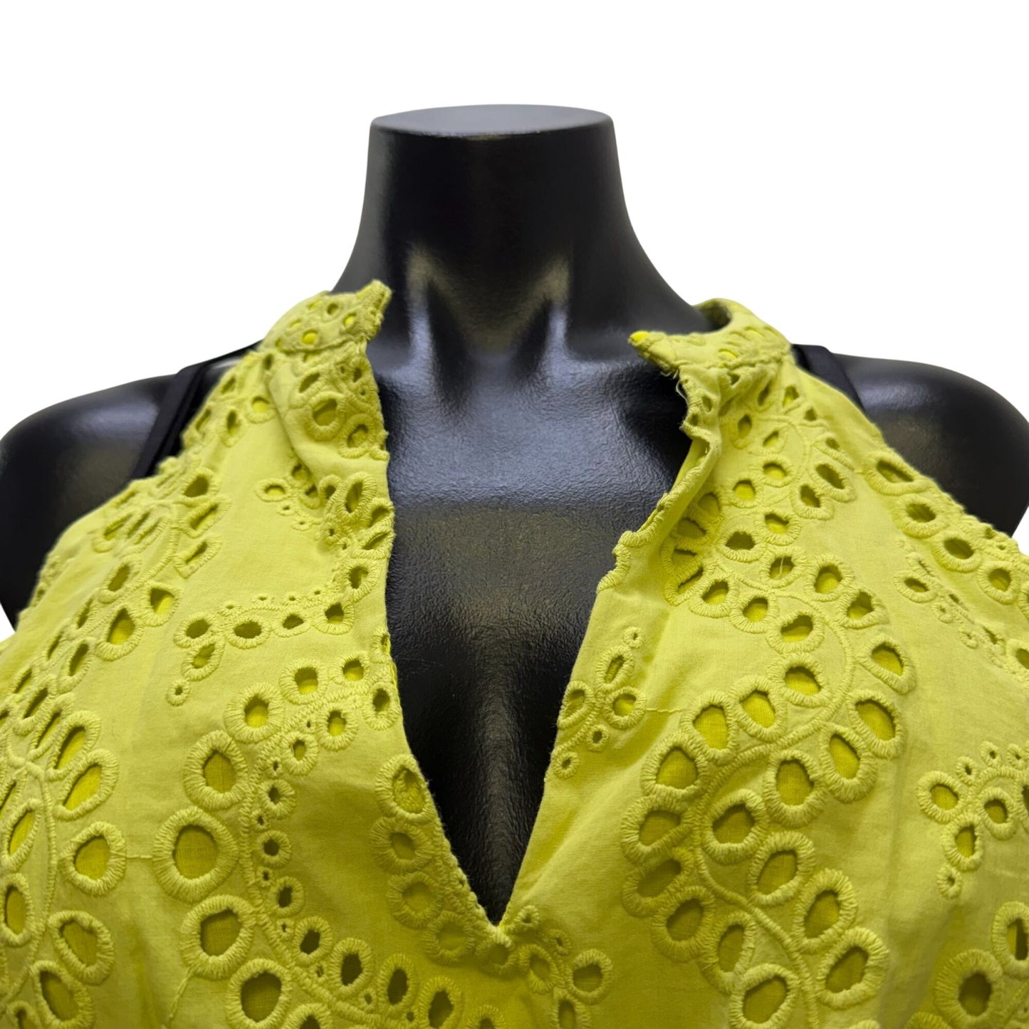 NWT Central Park West Lime Eyelet Halter Dress With Tie Waist M