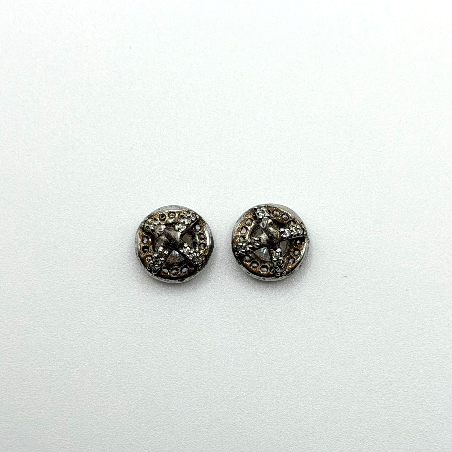925 Sterling Silver Round Stud Earrings With Cubic Zirconia Halo Design