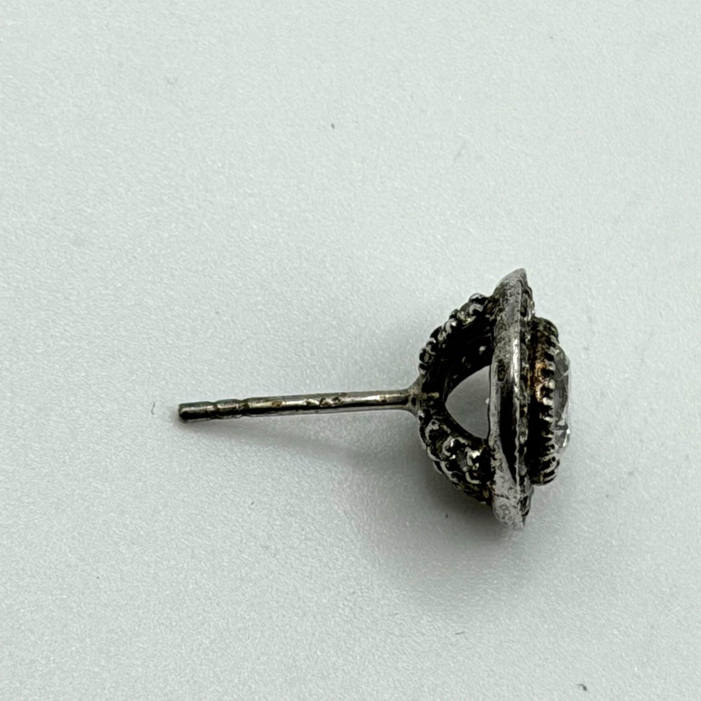 925 Sterling Silver Round Stud Earrings With Cubic Zirconia Halo Design
