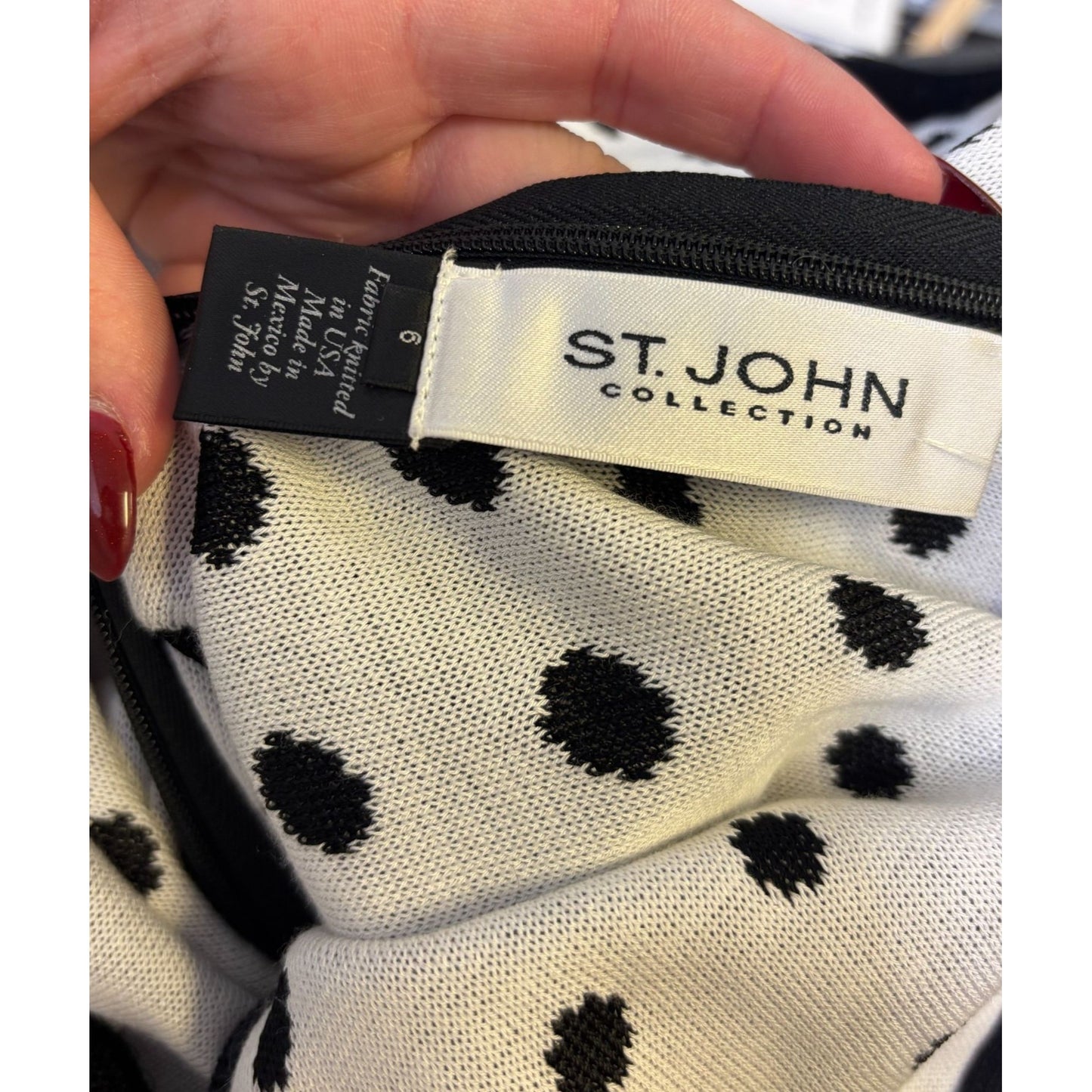 St. John Collection Knit Polka Dot Dress Black & White Size 6