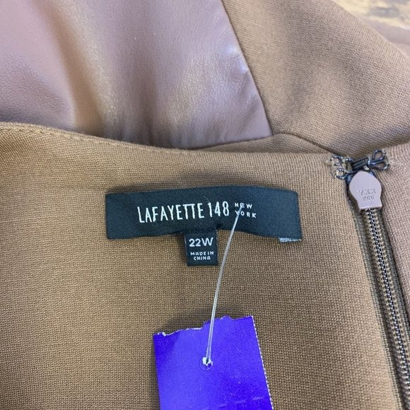 Lafayette 148 Brown Leather Accent Dress Size 22W