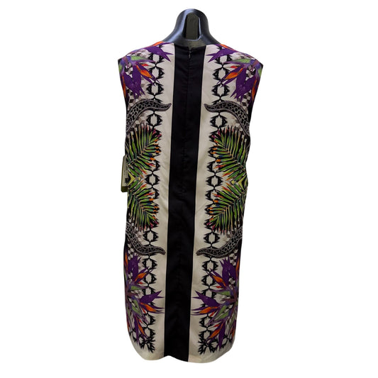 Artelier Nicole Miller Black Multi Tropical Print Sleeveless Dress L