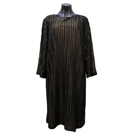 NWT Chico's Black & Gold Lurex Stripe Velvet Dress Size 3