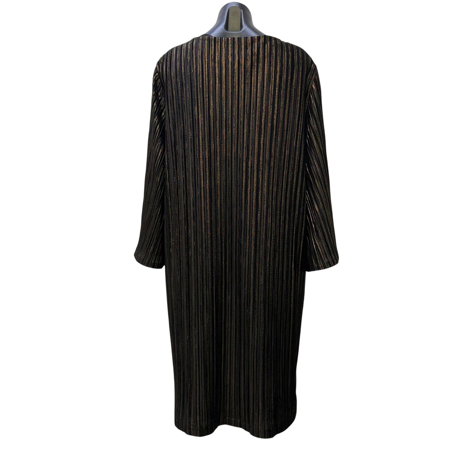 NWT Chico's Black & Gold Lurex Stripe Velvet Dress Size 3