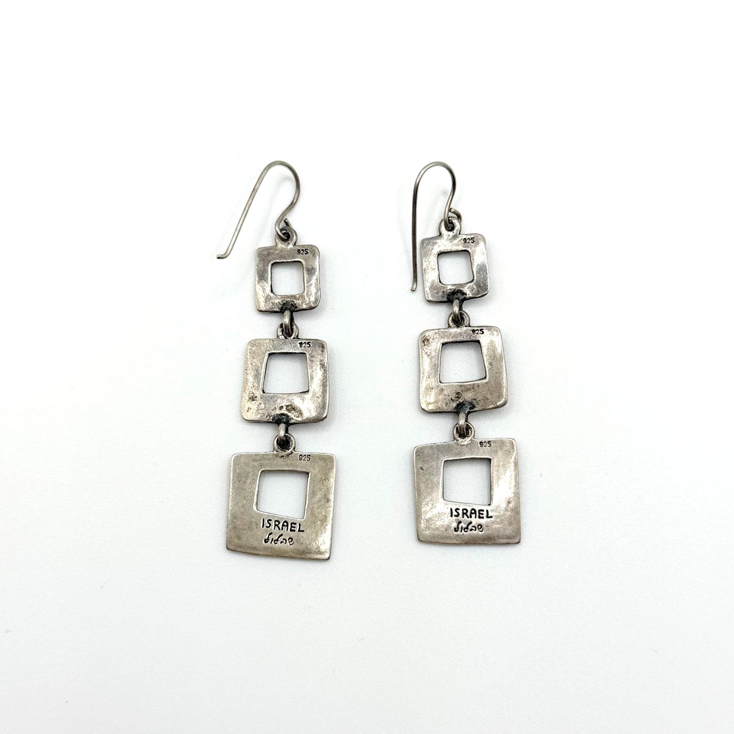 Shablool Designer 925 Sterling Silver Geometric Drop Earrings