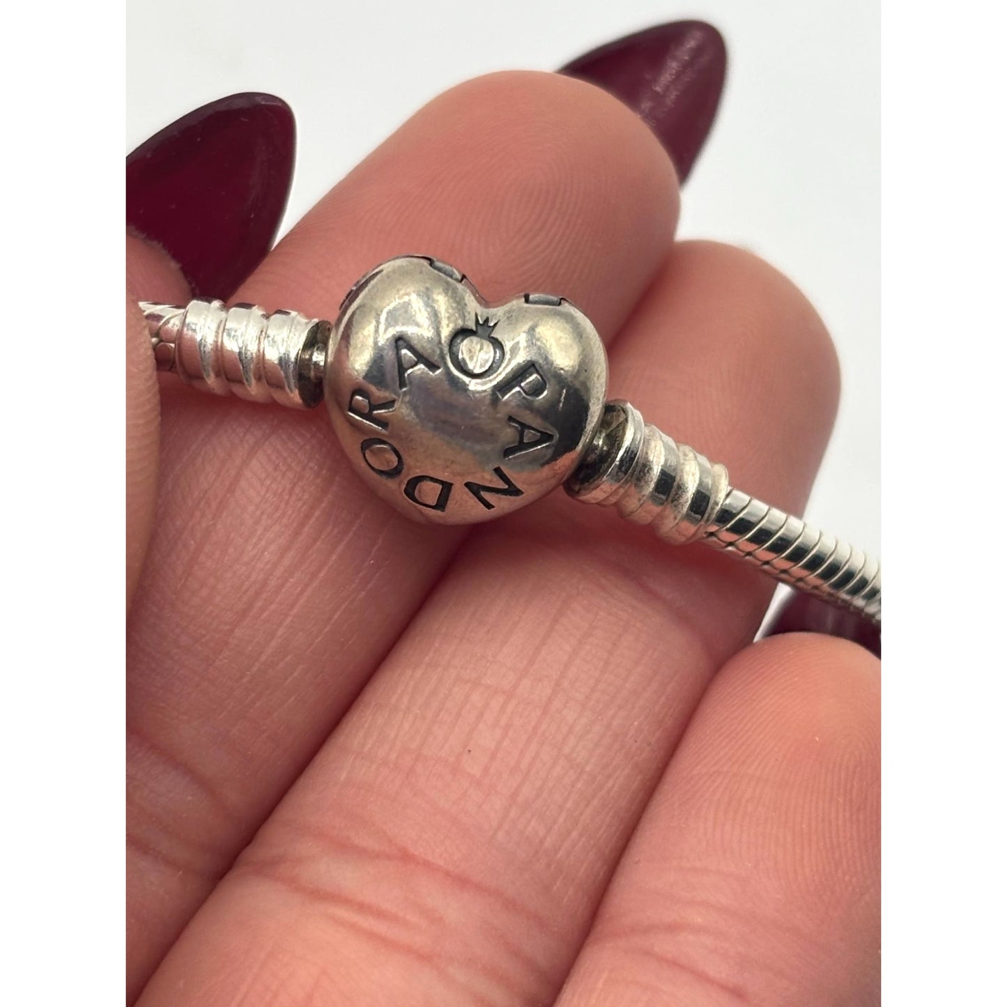 Pandora 925 Sterling Silver Heart July Birthstone Charm Bracelet