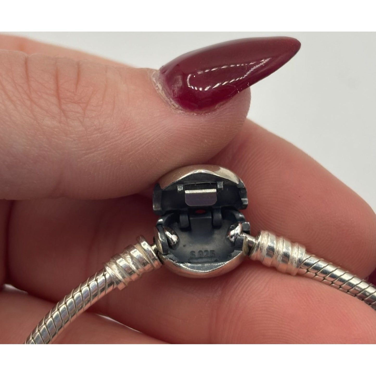 Pandora 925 Sterling Silver Heart July Birthstone Charm Bracelet