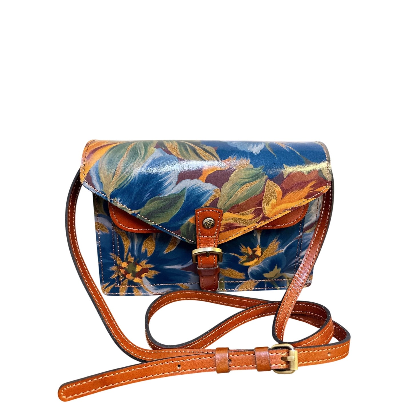 NWT Patricia Nash Handcrafted Leather Floral Print Crossbody Bag Adjustable Strap