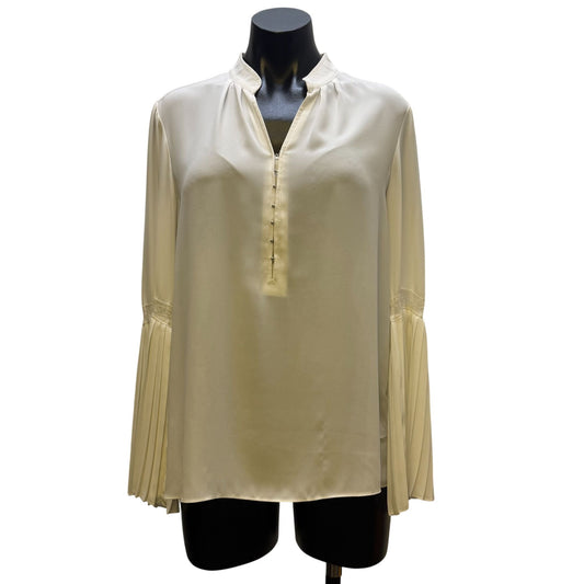 Tahari Arthur S. Levine White Pleated Sleeve Blouse S