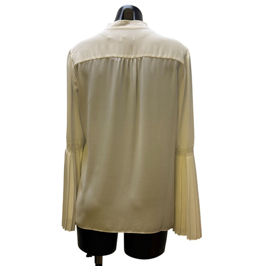 Tahari Arthur S. Levine White Pleated Sleeve Blouse S