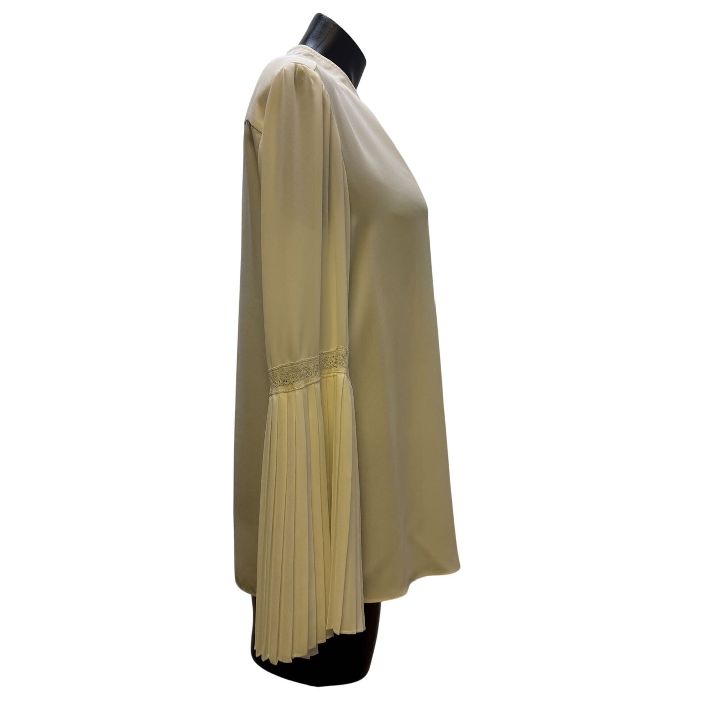 Tahari Arthur S. Levine White Pleated Sleeve Blouse S