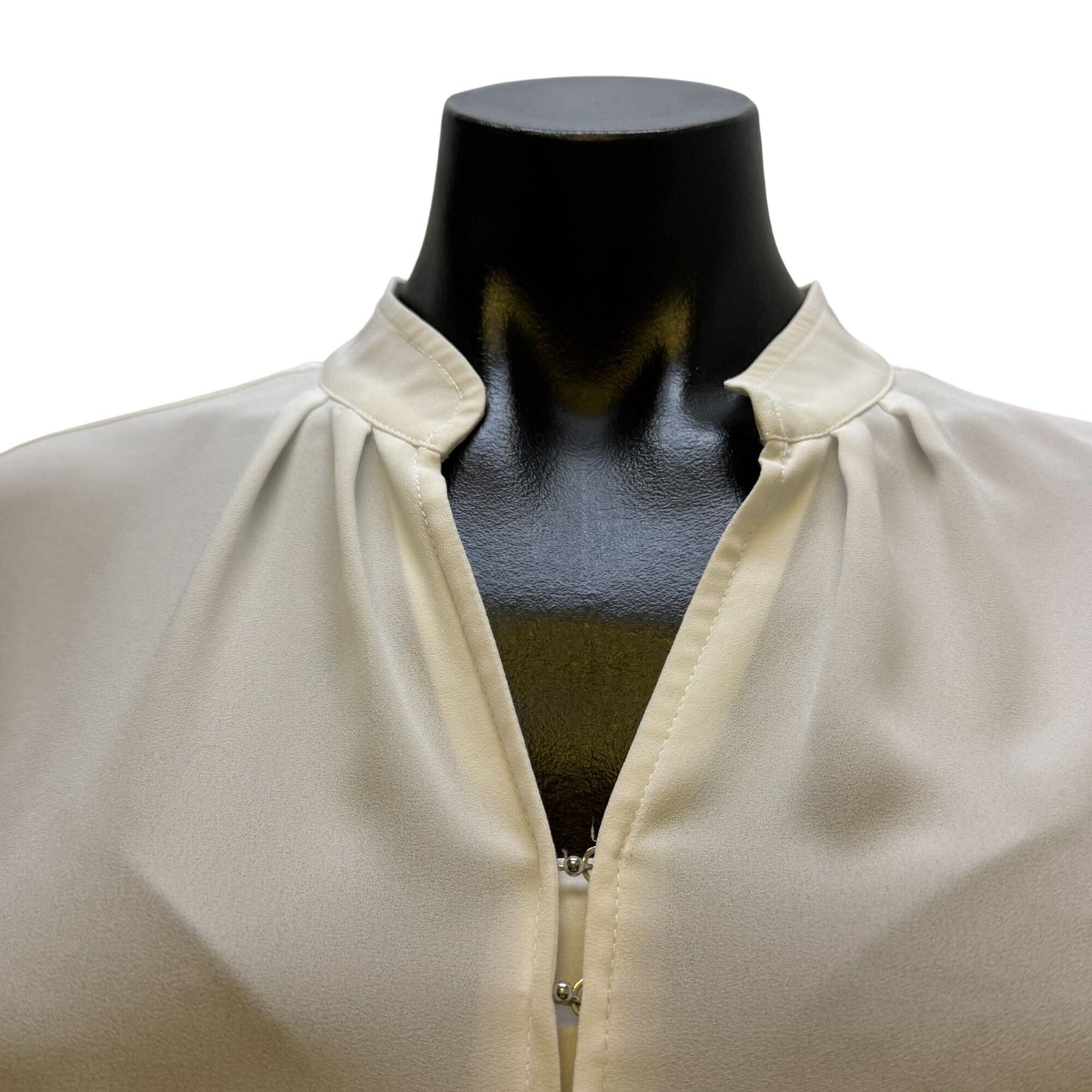 Tahari Arthur S. Levine White Pleated Sleeve Blouse S