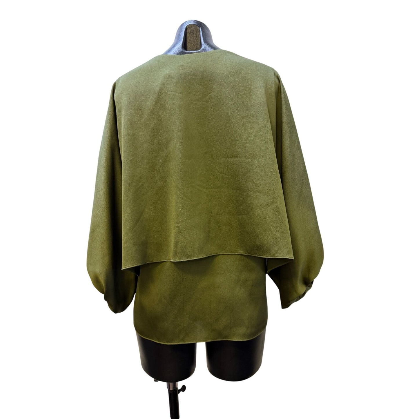 Lafayette 148 Layered Green Blouse With Keyhole Neckline M