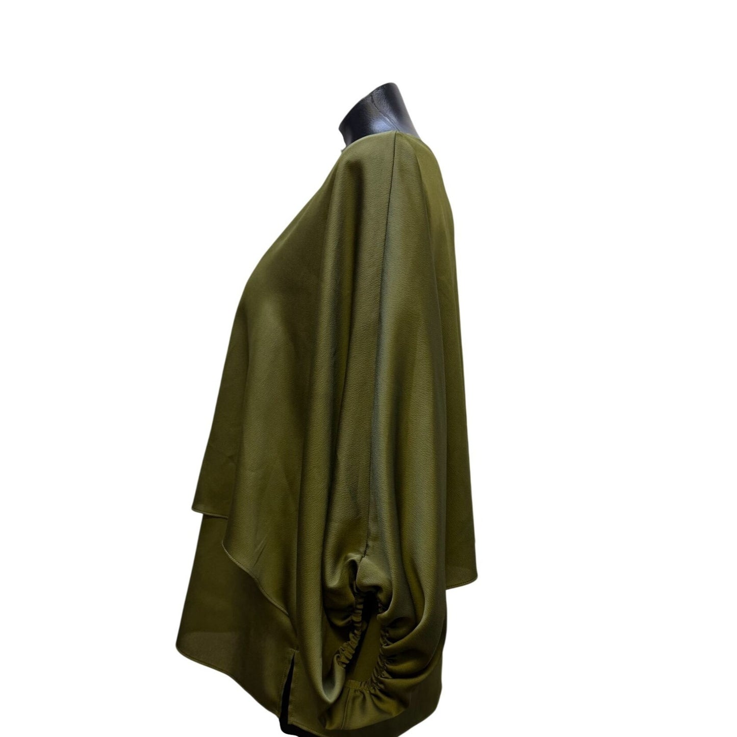 Lafayette 148 Layered Green Blouse With Keyhole Neckline M