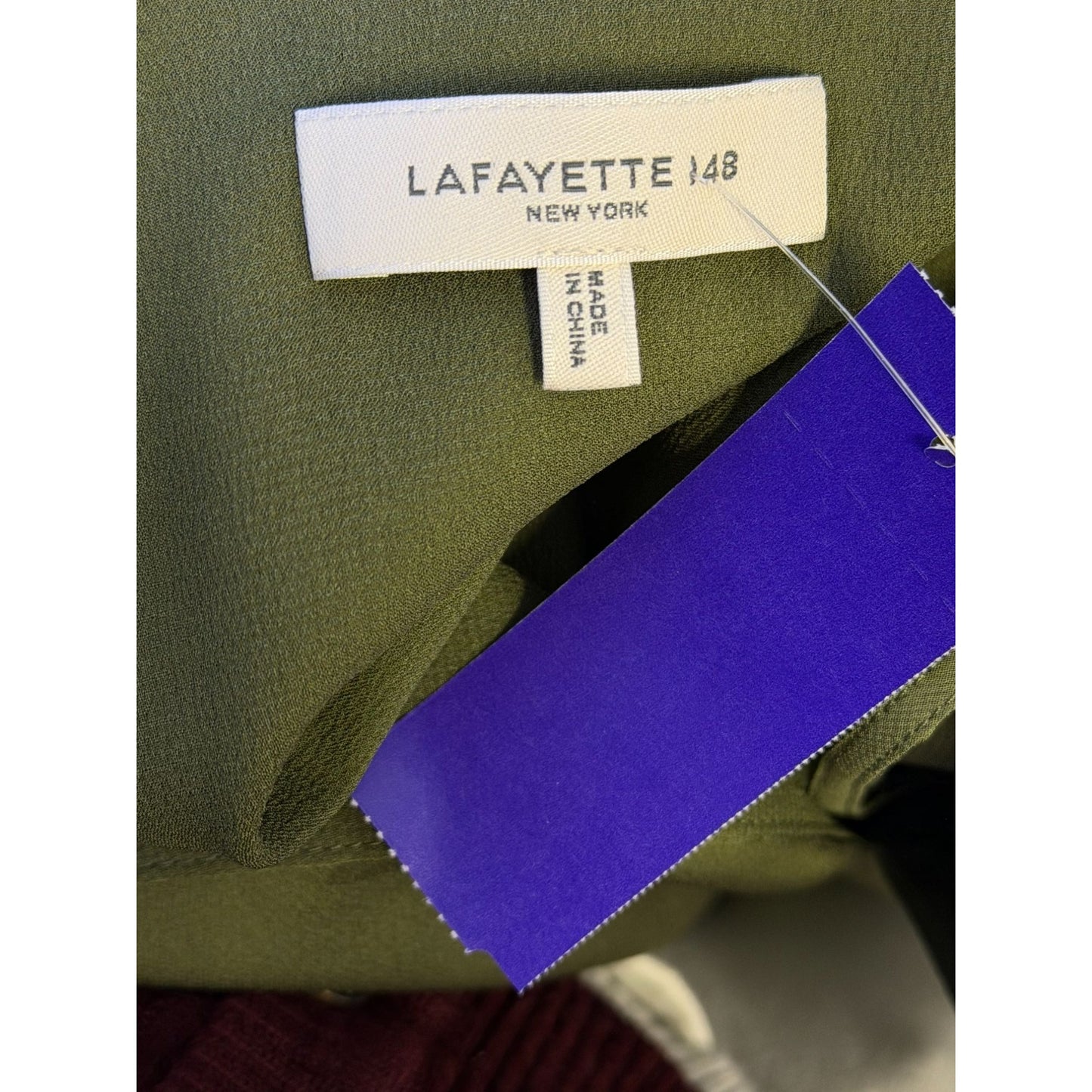 Lafayette 148 Layered Green Blouse With Keyhole Neckline M