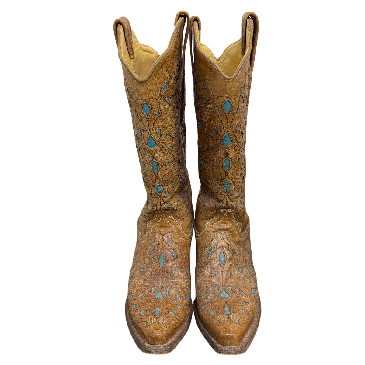 Corral Brown & Turquoise Leather Western Cowgirl Boots 6