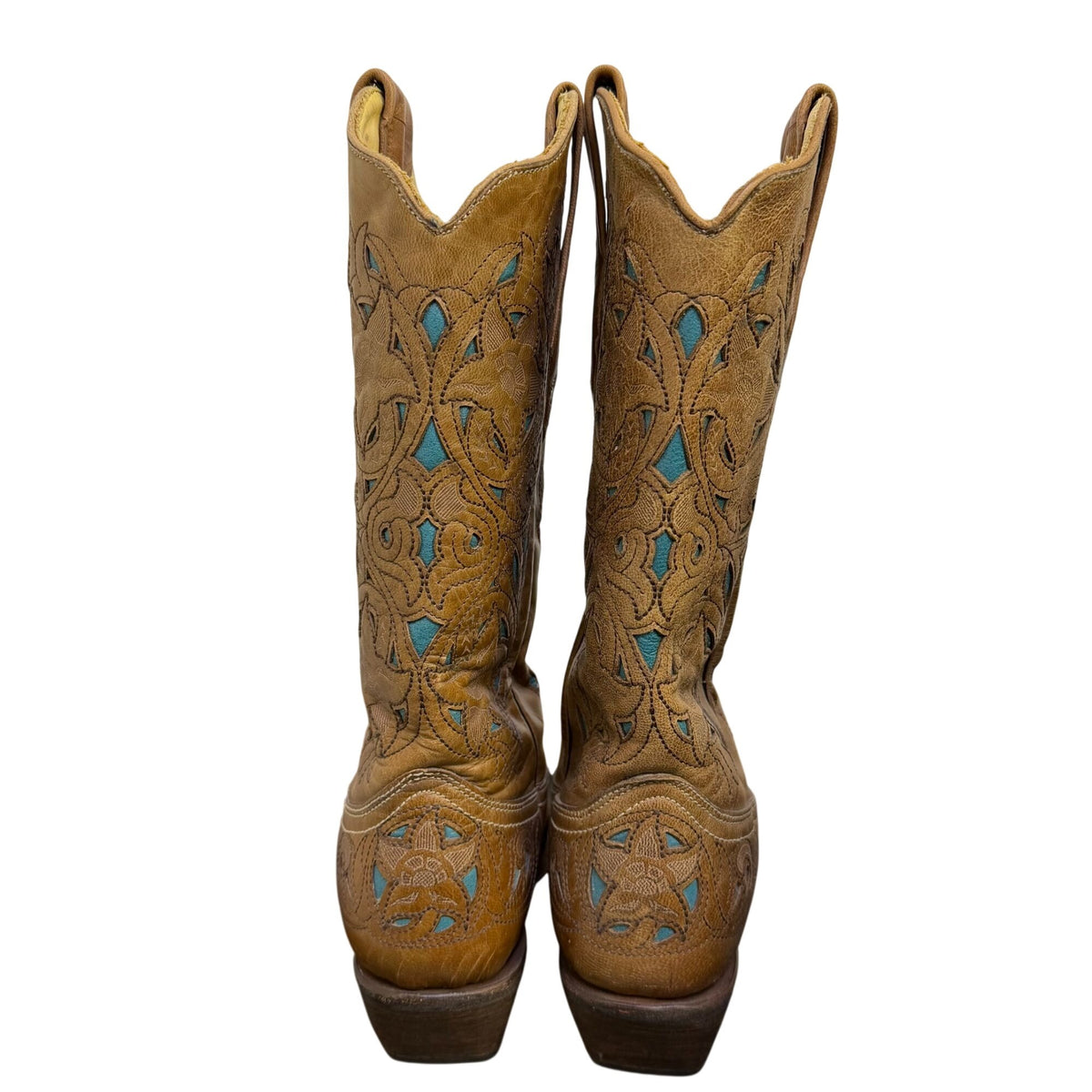 Corral Brown & Turquoise Leather Western Cowgirl Boots 6