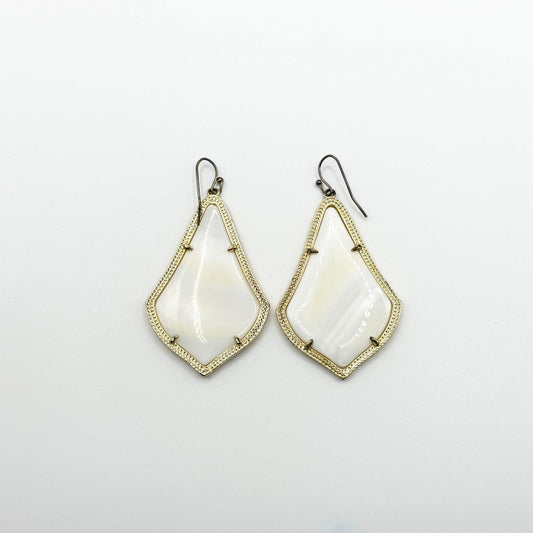 Kendra Scott Alex Drop Earrings White Mother Of Pearl Gold Tone