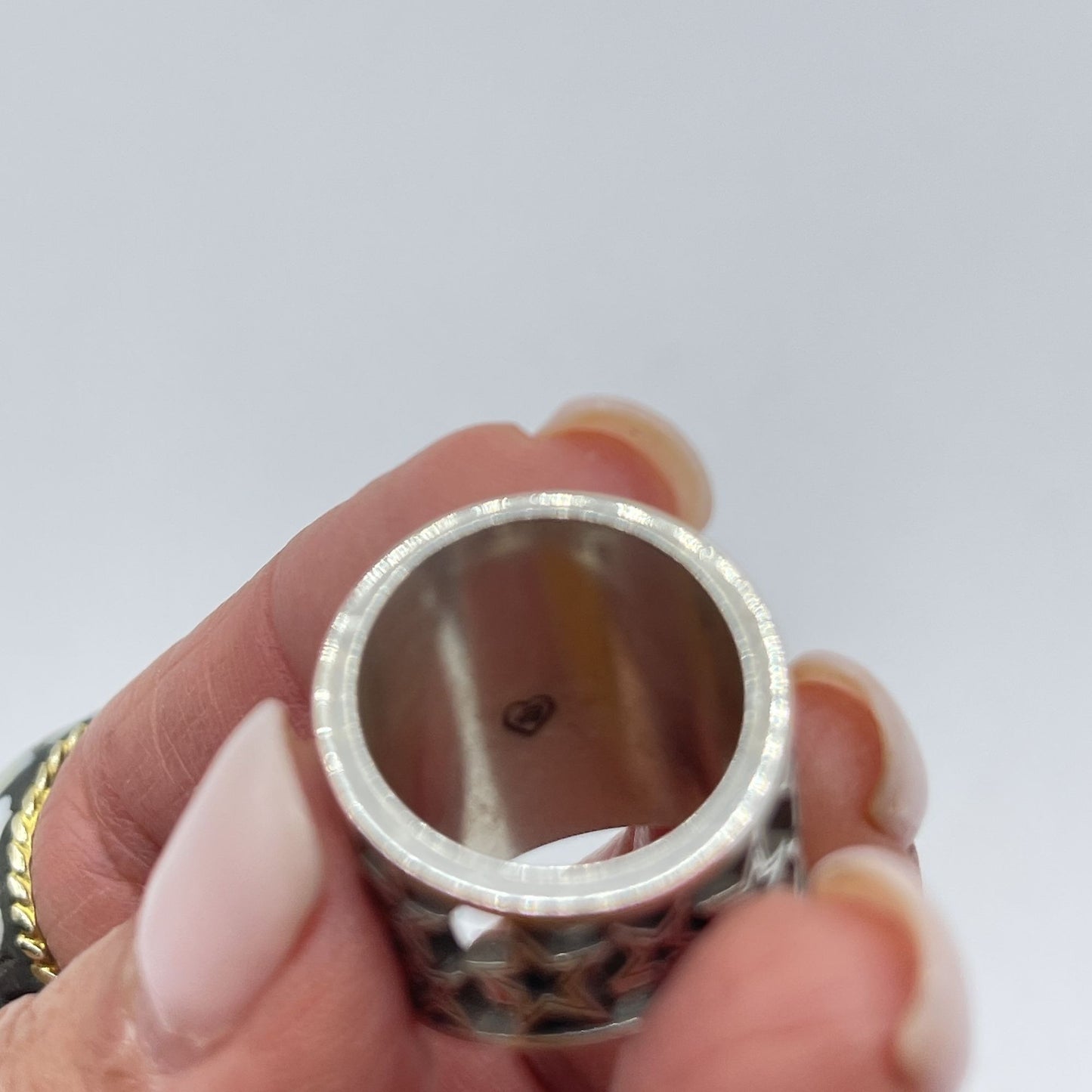 Brighton Silver Wide Band Ring Crystals & Stars Design 5