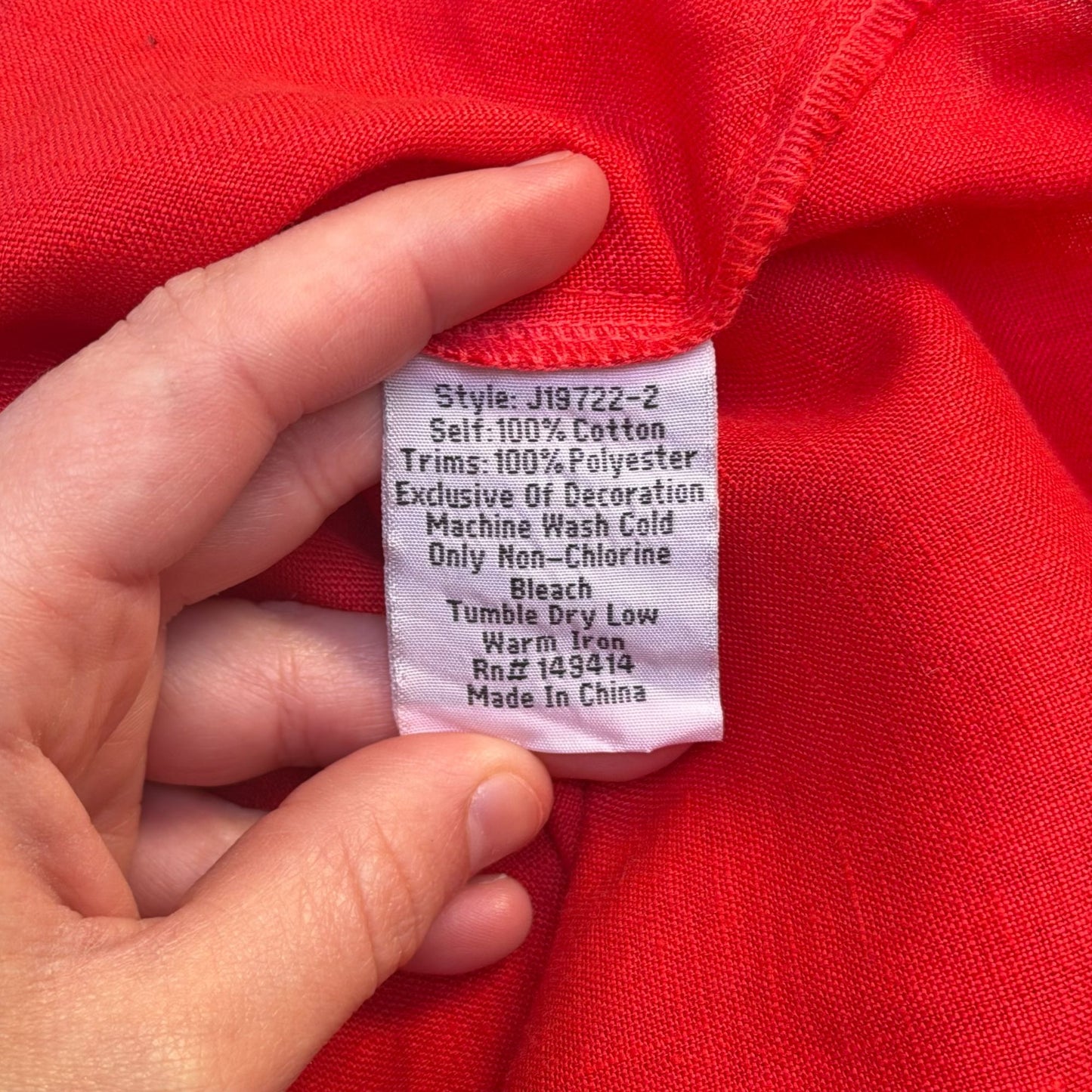 Johnny Was Red Embroidered Cotton Blouse Floral Red Multi L