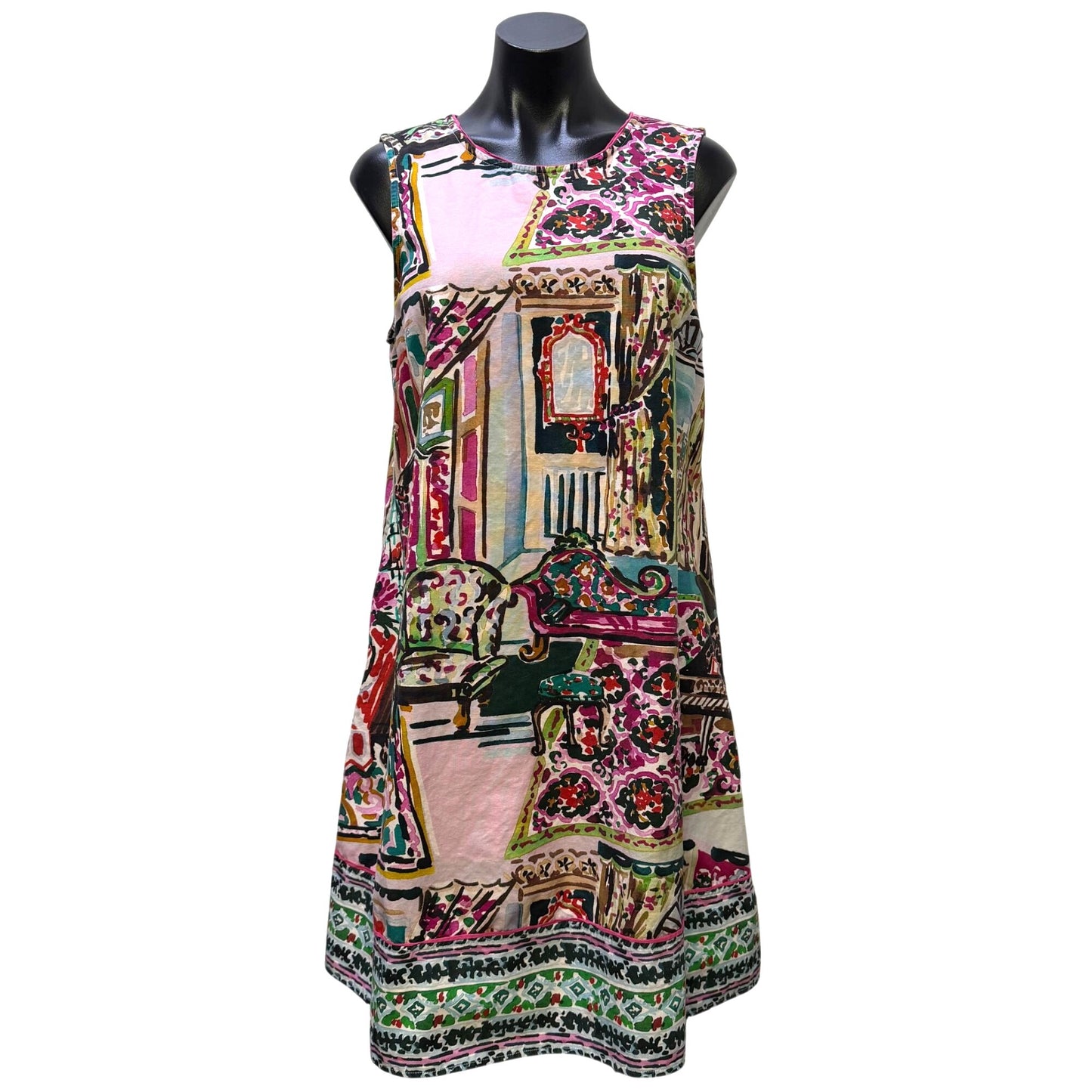 Anthropologie Multi-Color Shift Dress With Abstract Print Size M