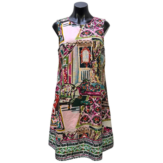 Anthropologie Multi-Color Shift Dress With Abstract Print Size M