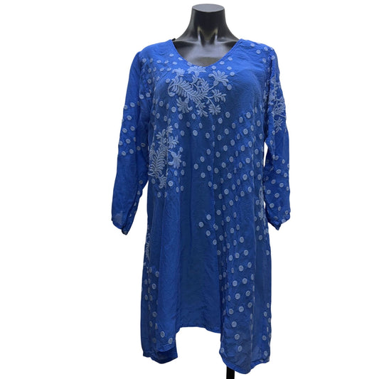 Johnny Was Blue Embroidered Tunic Dress Size L