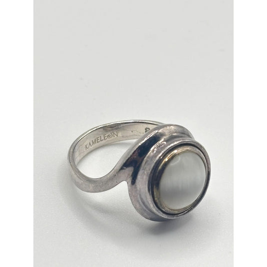 Kameleon 925 Sterling Silver Ring With White Mother Of Pearl Gemstone Size 7.5