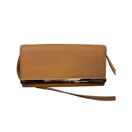 Michael Kors Brown Leather Shoulder Bag With Metal Accent