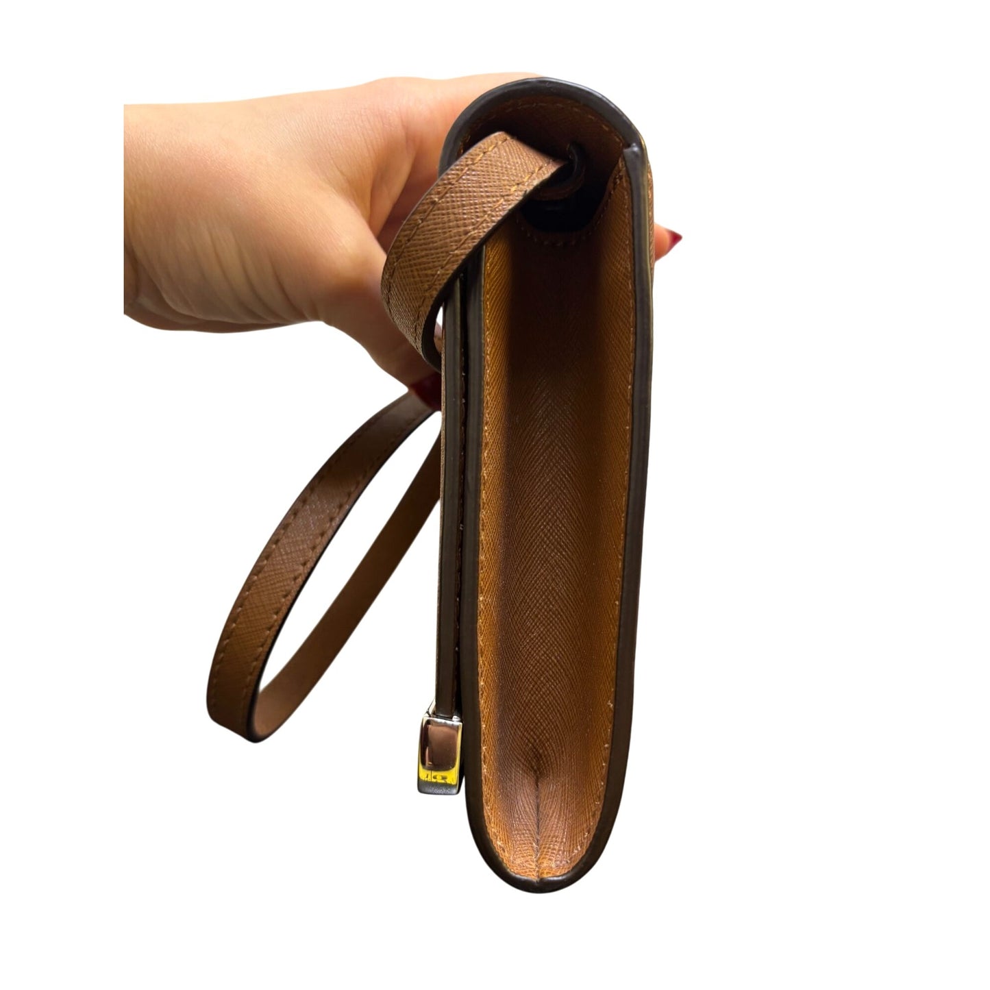 Michael Kors Brown Leather Shoulder Bag With Metal Accent