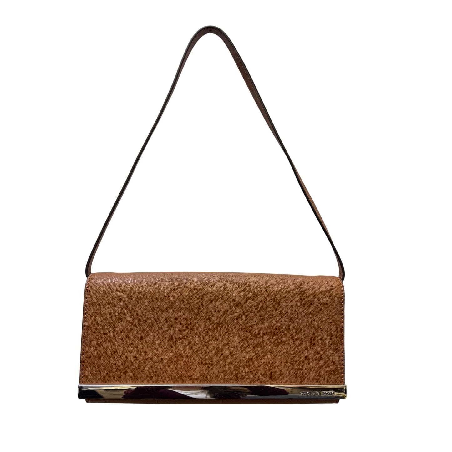 Michael Kors Brown Leather Shoulder Bag With Metal Accent