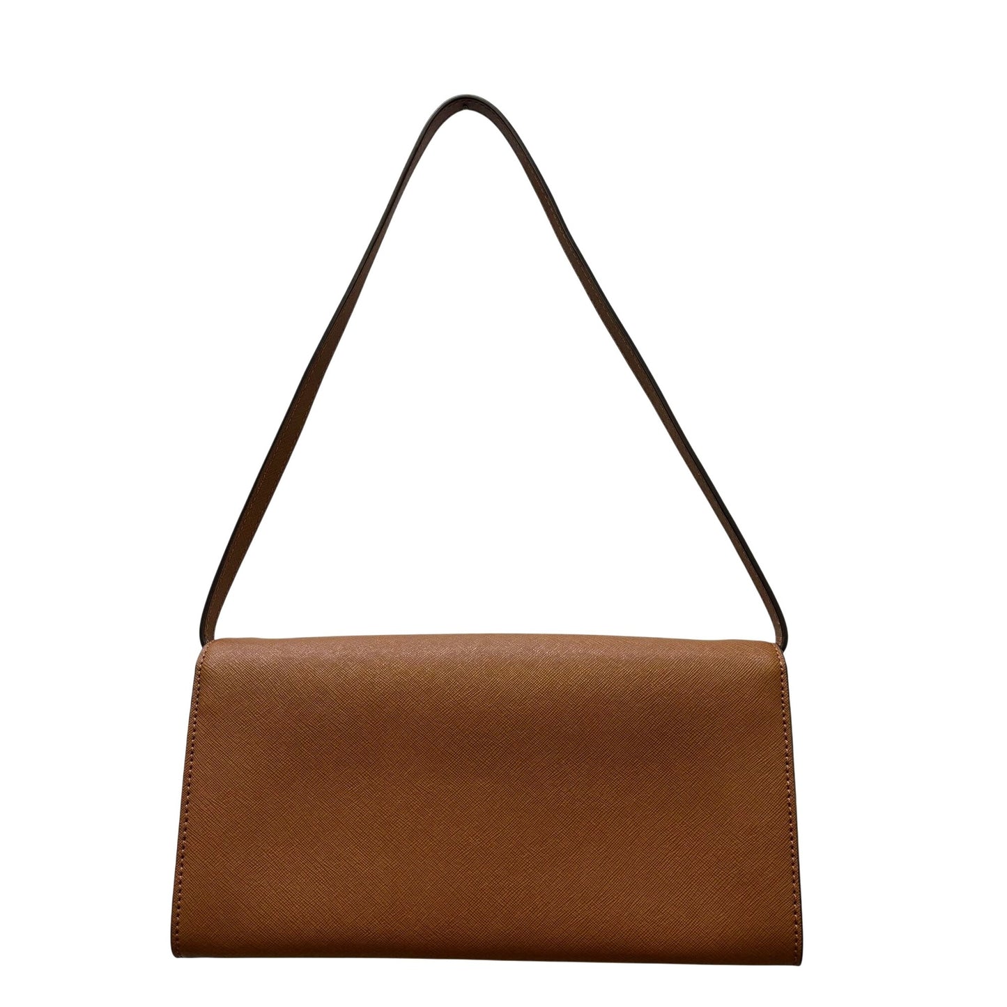 Michael Kors Brown Leather Shoulder Bag With Metal Accent