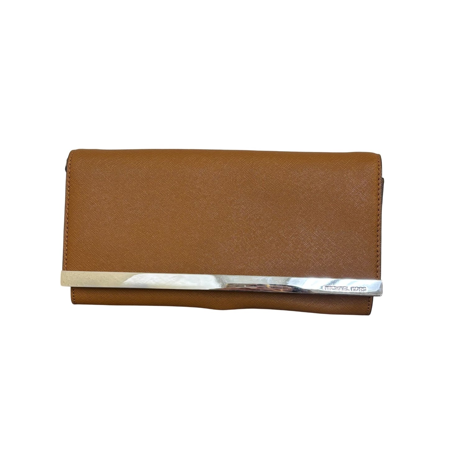 Michael Kors Brown Leather Shoulder Bag With Metal Accent