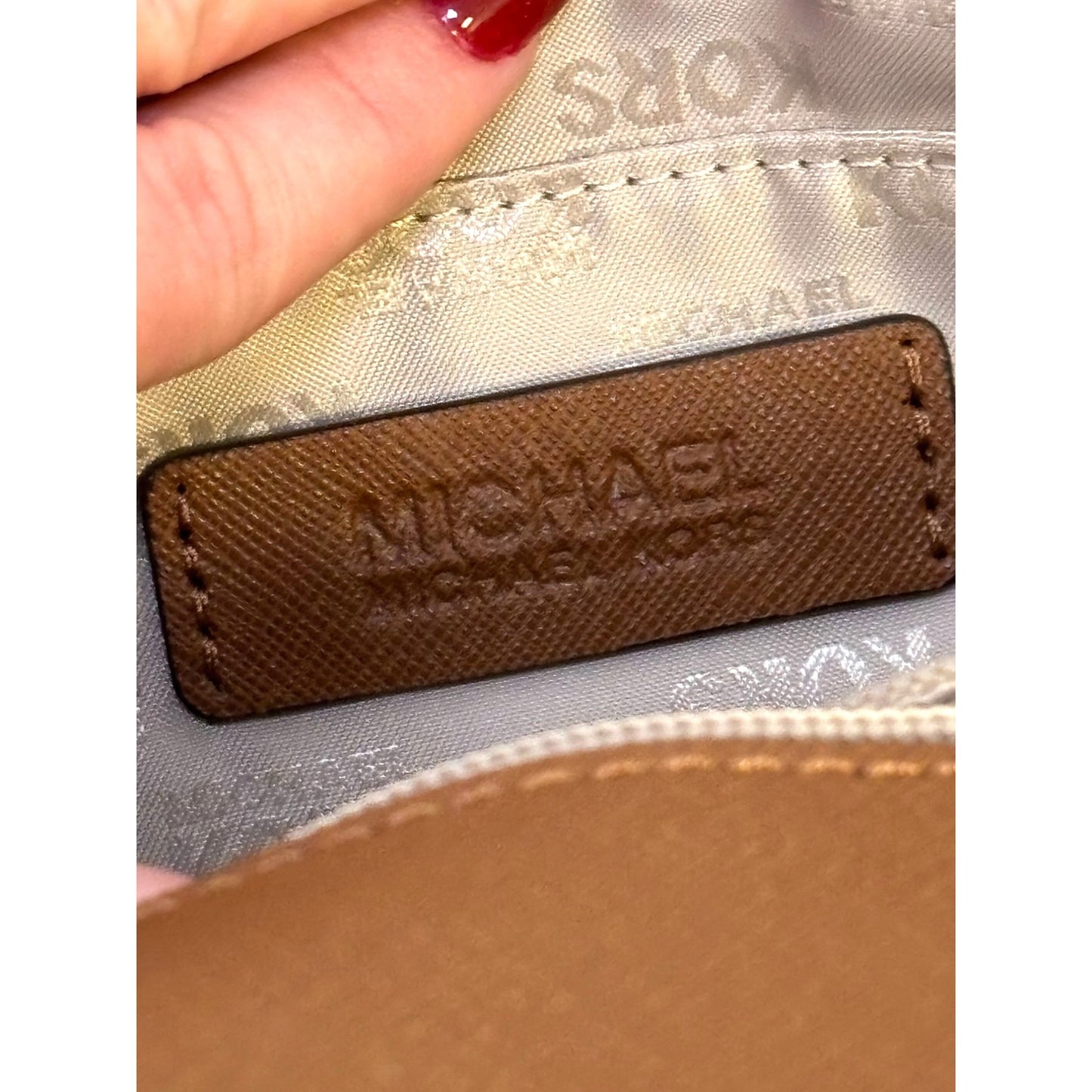 Michael Kors Brown Leather Shoulder Bag With Metal Accent