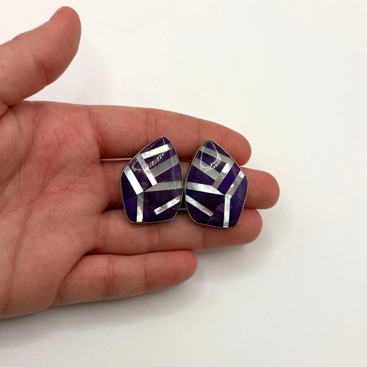 DTR Jay King Purple 925 Sterling Silver Inlay Earrings