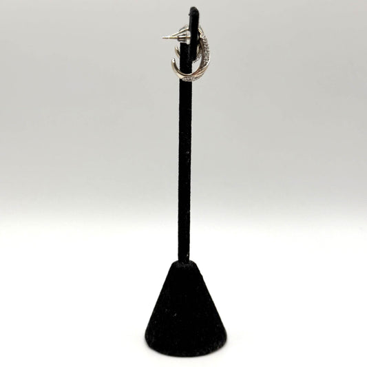 Gold-Tone & Silver Pave Crescent Hoop Earrings 925 Sterling Silver