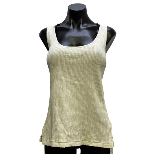 NWT Wrap London Ivory Ribbed Tank Top Scoop Neck Lightweight 16 Sleeveless Blouse