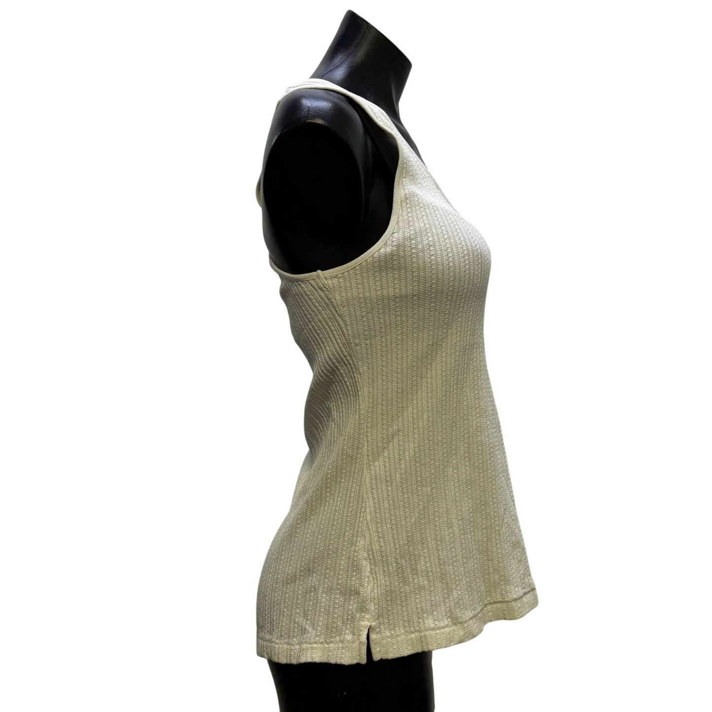 NWT Wrap London Ivory Ribbed Tank Top Scoop Neck Lightweight 16 Sleeveless Blouse