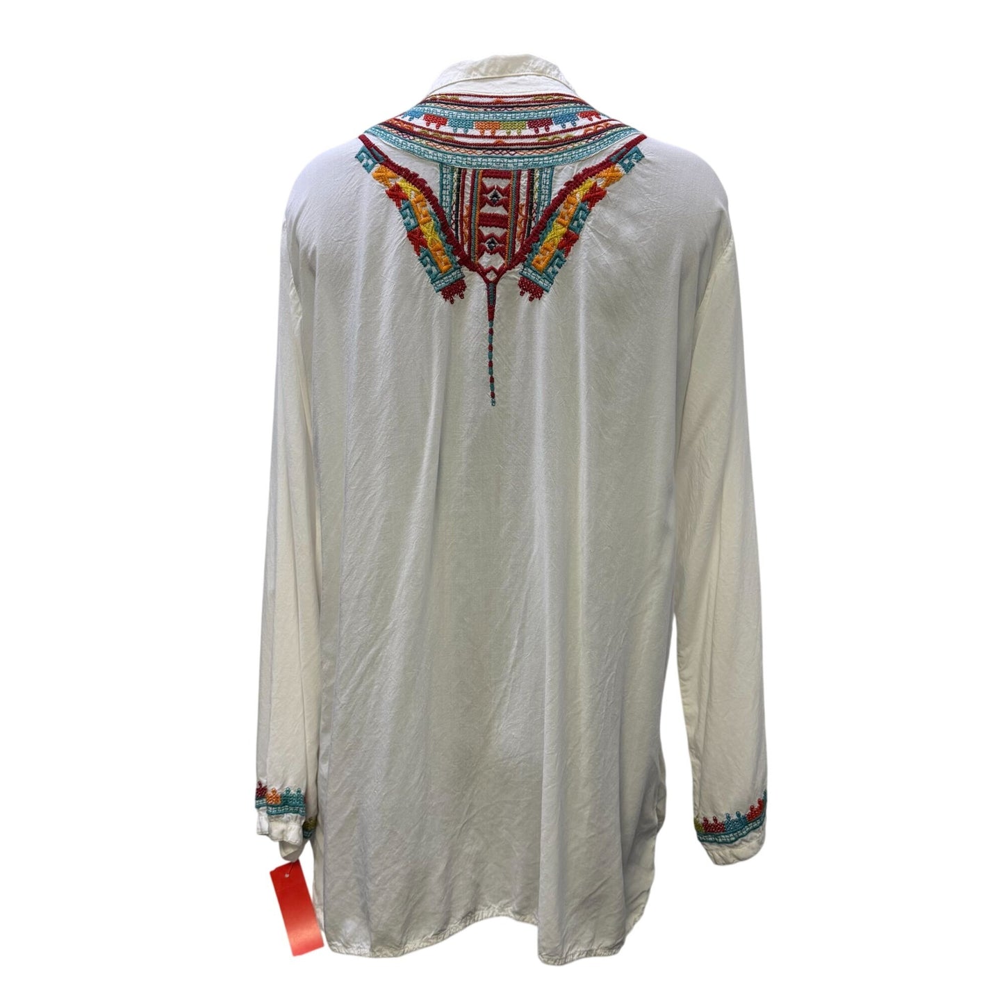 Johnny Was Biya Embroidered White Multi Blouse M