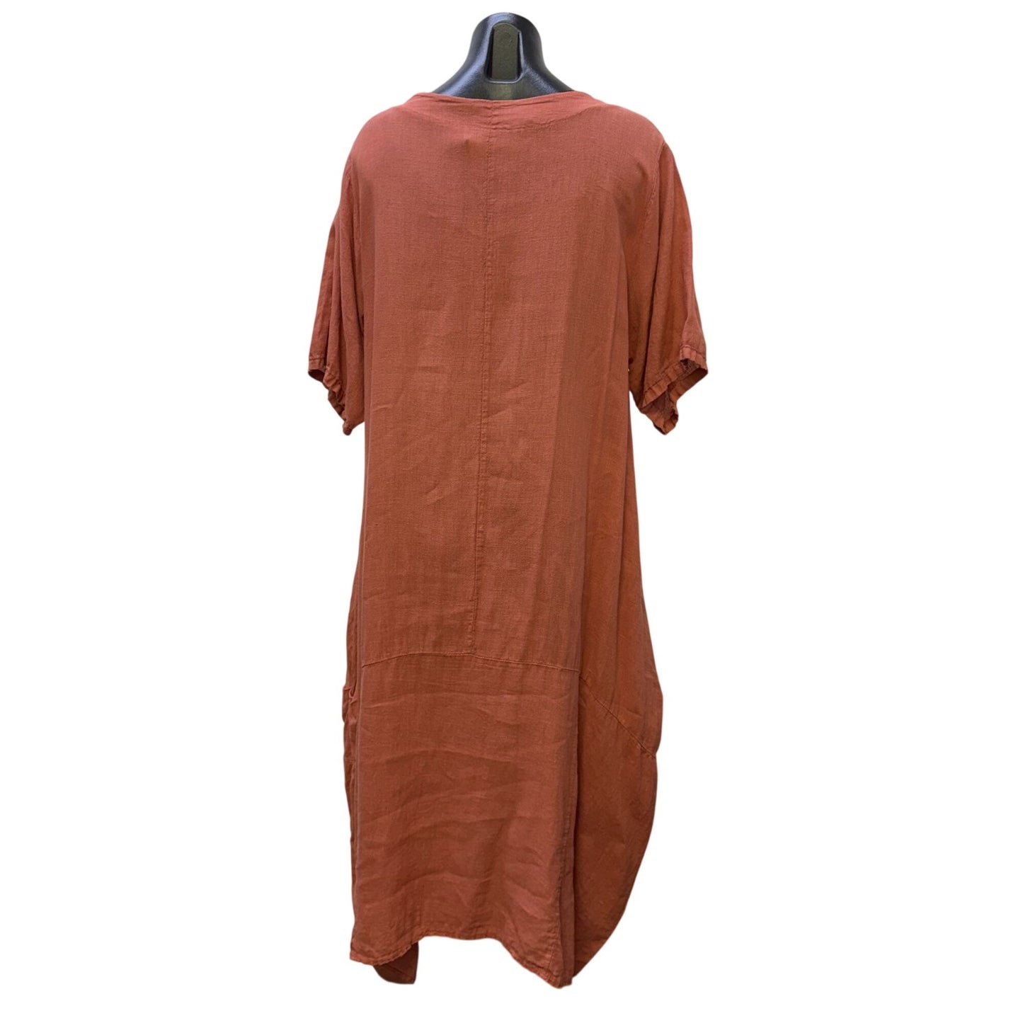 Meo Meli Linen Dress Rose Loose-Fit Made In Italy L