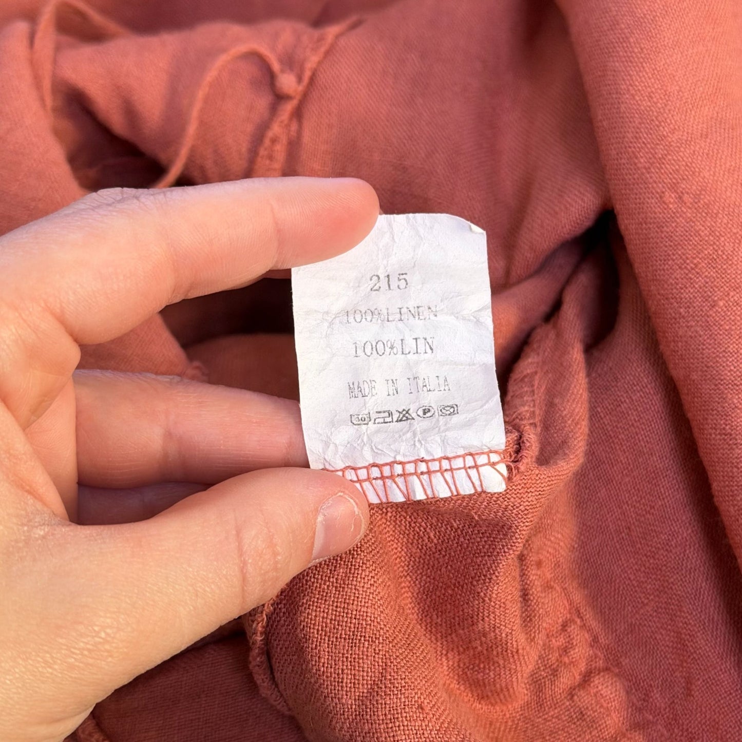 Meo Meli Linen Dress Rose Loose-Fit Made In Italy L